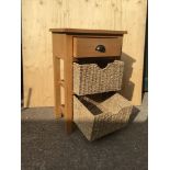 Oak Side Table with Basket Storage - 48cm W x 32cm D x 75cm H