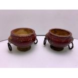 2x Painted Terracotta Plant Pots - 12cm High