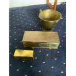 Brass Bucket, Box and Novelty Paperweight