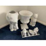 Ceramic Planters etc - Elephant, Cat etc