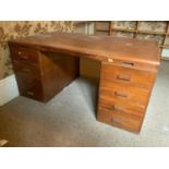 Oak Twin Pedestal Office Desk - 150cm W x 90cm D x 72cm H