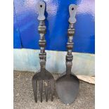 Large Wooden Decorative Salad Servers