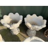 Pair of Concrete Planters - 50cm High x 39cm Wide