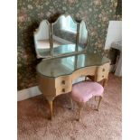 Kidney Shaped Dressing Table with Stool - 123cm W