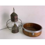 Oil Lamp and Treen Bowl