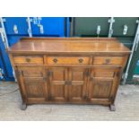 Oak Linen Fold Sideboard - 152cm W x 49cm D x 100cm H