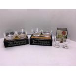Boxed Dartington Glass Avocado Dishes and Regency Liqueur Glasses