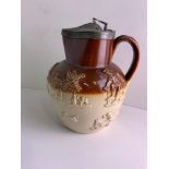 London Potteries Salt Glaze Hunting Jug - Contemporary Pewter Top