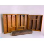 3x Wooden Cutlery Holders and Other Box