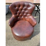 Leather Effect Tub Chair on Castors