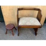 Unusual Carver Chair and Small Wooden Stool