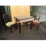 Tiled Top Drop Flap Table with Drawer and 2x Chairs