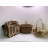 2x Baskets and Shopping Bag