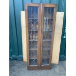 Oak Leaded Glazed Bookcase - 70cm W x 29cm D x 178cm H