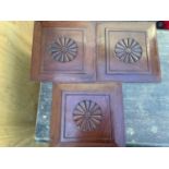 3x Carved Mahogany Panels - 26cm