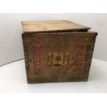 Edwardian Wooden Colman's Mustard Box with Lid - 31cm x 27cm x 27cm