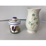 Quimper Pot and Belleek Vase