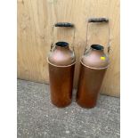 2x Copper Churns - 40cm H