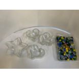 Decorative Glass Beads and Shaped Glass Dishes