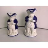 2x Allertons Blue and White Toby Jugs