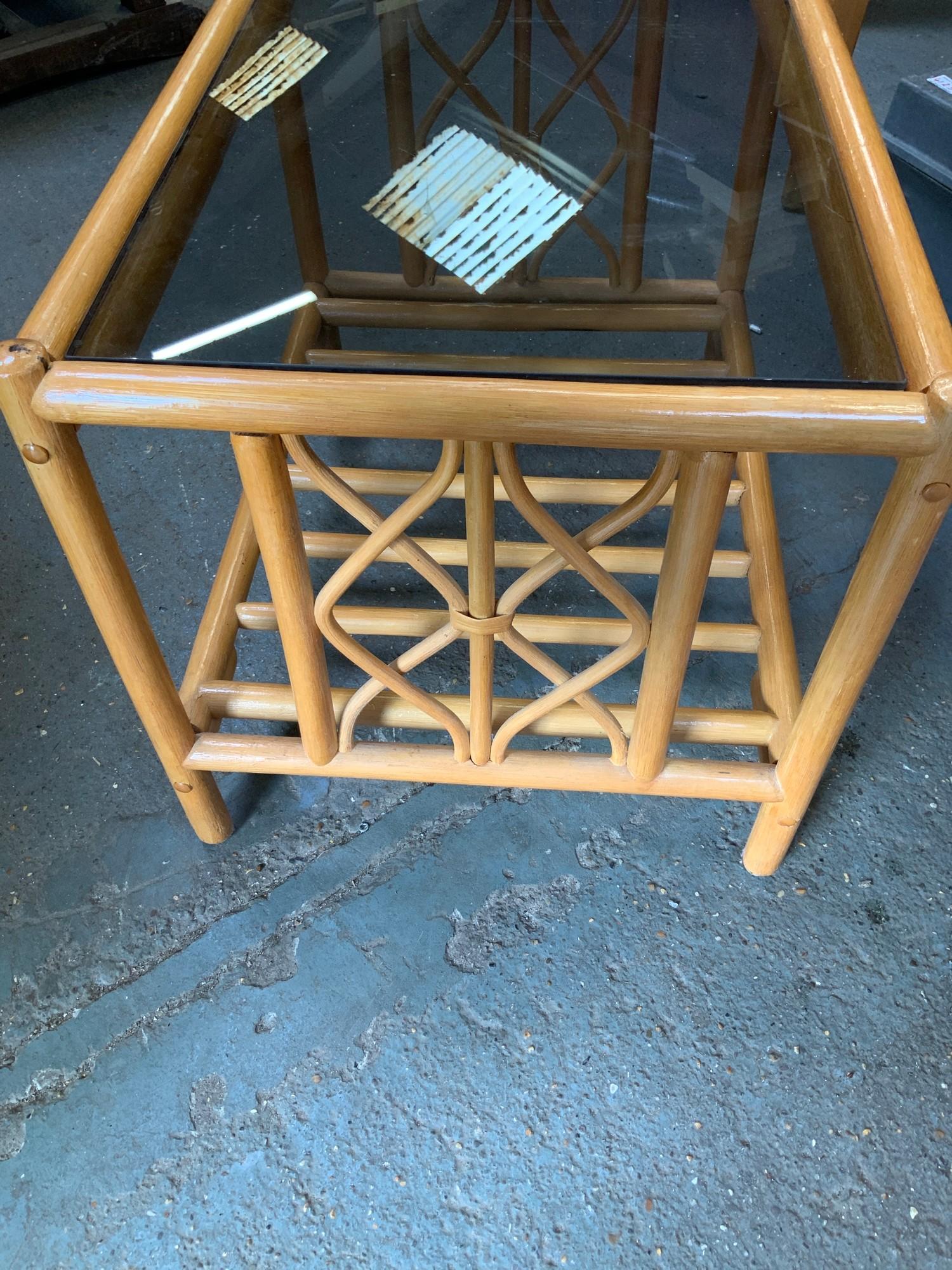 Bamboo and Glass Table - Image 2 of 2