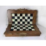 Oriental Wooden and Ceramic Chess Set - 3x Pieces Missing
