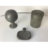 Chinese Pewter Lidded Pot and 2x Others