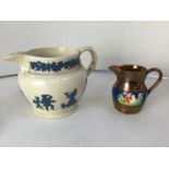 Blue and White Jug and Lustre Jug