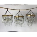 3x Crystal Light Hangings