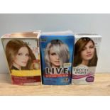 3x Unused Hair Colouring Packs