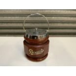 Wooden Biscuit Barrel with Plated Ware Lid