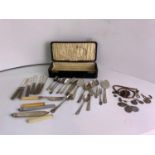 Box and Contents - Cutlery, Medallions etc