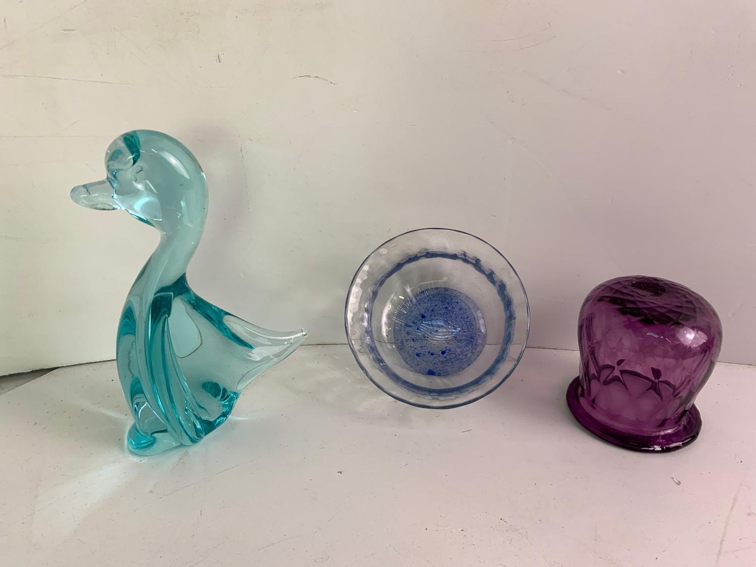 Coloured Glassware - Vases, Duck etc - Image 2 of 3