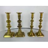 2x Pairs of Brass Candlesticks - 27cm High