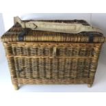 Vintage Wicker Fishing Basket - 39cm x 33cm x 35cm