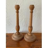 Pair of Treen Candlesticks - 35cm H