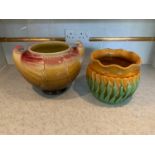 2x Glazed Planters one Bretby