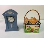 Wedgwood Clock and Japanese Cottage Storage Jar