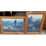 2x Framed Pictures - Boats