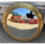 Brass Rimmed Circular Mirror - 38cm Diameter