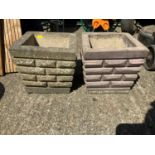 2x Concrete Garden Planters - Brick Form