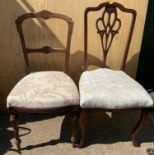 2x Wooden Hall/Dining Chairs with Upholstered Seats