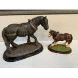 2x Leonardo Collection Shire Horses