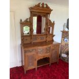 Oak Edwardian Mirror Back Sideboard - 152cm W x 52cm D x 235cm H