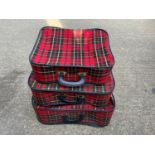 3x Graduating Tartan Suitcases