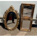 Pair of Framed Mirrors, One Other and Wall Hanging Chandelier