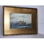 Gilt Framed Watercolour - Motor Vessel Hilton