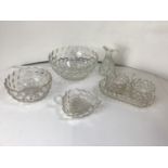 Vintage Pressed Glass to include Fruit Salad Bowls and Cream Dishes etc