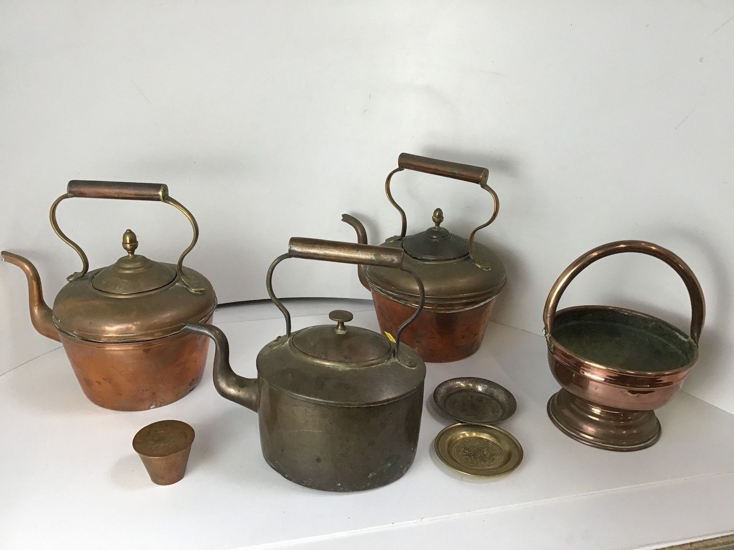 3x Copper Kettles etc