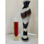 Murano Opaline Vase and Murano Multi Faceted Vase